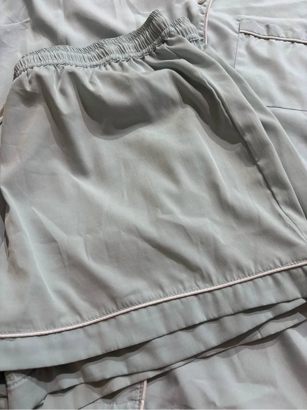 Relaxed Short-Sleeve Pajama Set in Light Sage —
